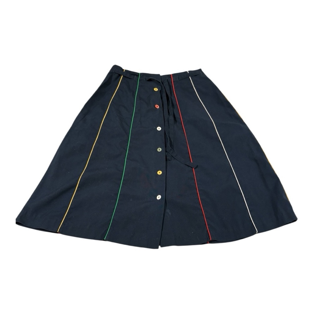 Sanibel Sport Vintage Preppy Stripes Button Up A-Line Skirt Size 12 ARA